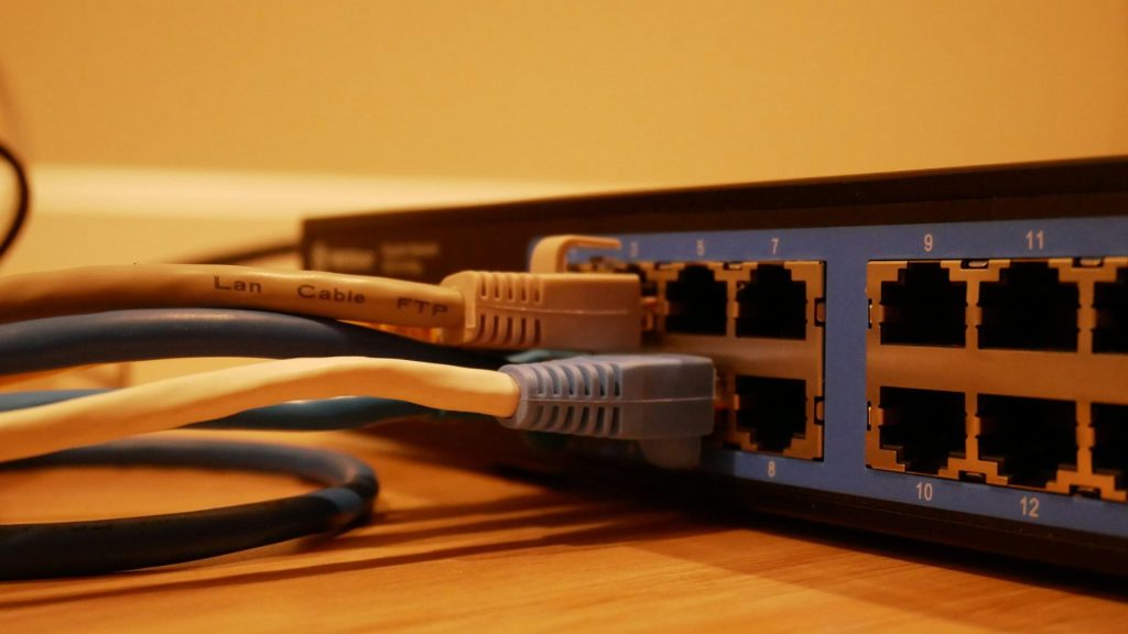 Network cables patched into a switch &mdash; the infrastructure layer Polar Networks designs and secures.